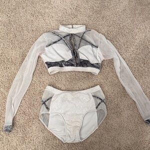 LA designs Dance Costume Sheer White and Gray Women Medium